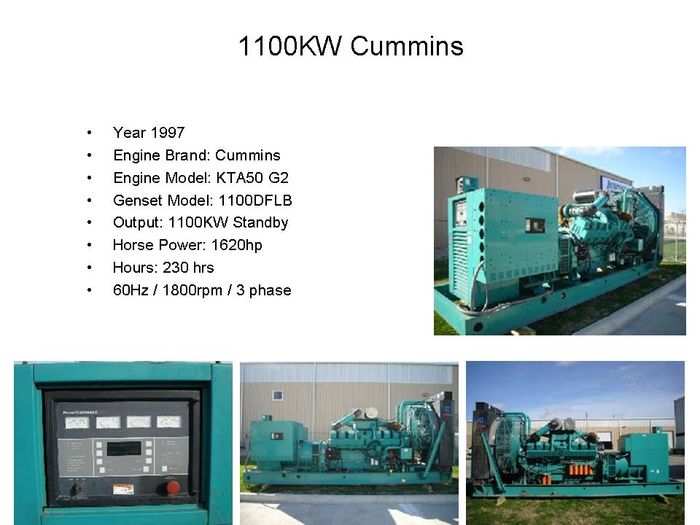 1100KW Cummins 发电机