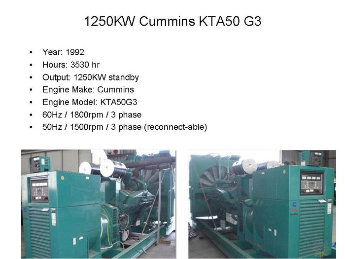 1250KW Cummins KTA50-G3 Generator
