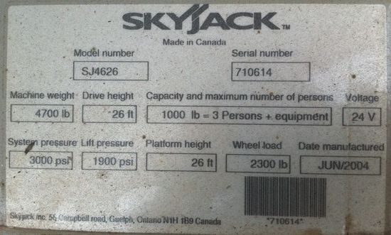 8SJ141-  Scissor Lift Skyjack SJIII 4626