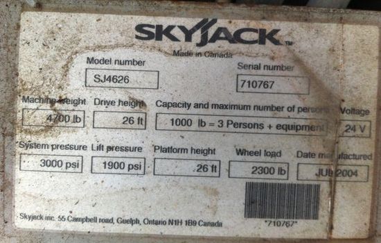 8SJ143-  Scissor Lift Skyjack SJIII 4626