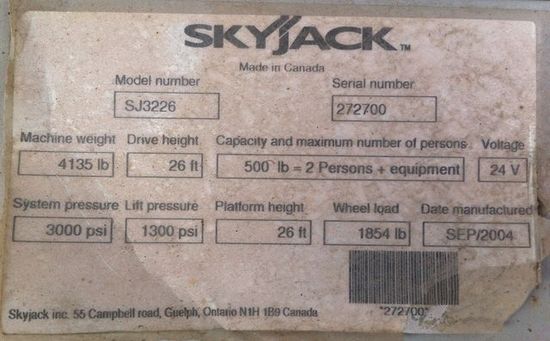 8SJ140-  Scissor Lift Skyjack SJIII 3226