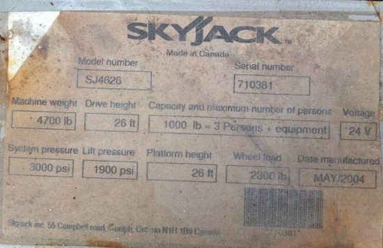 8SJ147-  Scissor Lift Skyjack SJIII4626