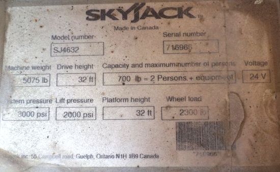 T10SJ22 -  Scissor Lift Skyjack SJIII 4632