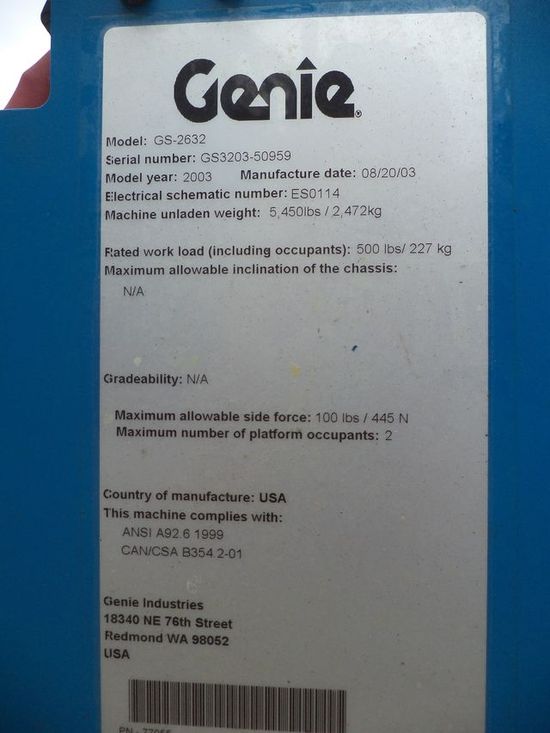 T08GS11 -  Scissor Lift Genie GS2632 